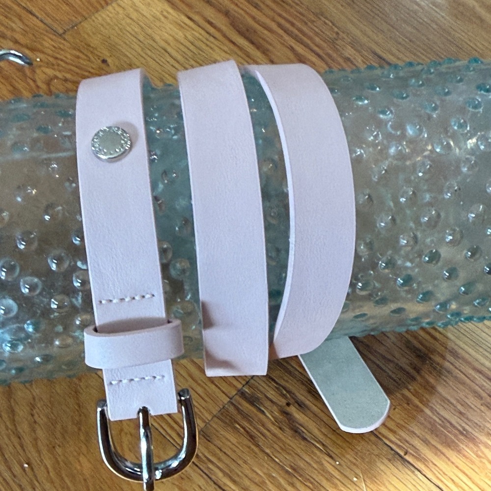 Steve Madden Light Pink Faux Leather Multi Wrap Bracelet Silver Buckle Logo Stud